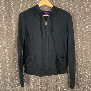 Miley Cyrus Max Azria Black Full Zip Hooded Sweatshirt Y2K Women's XL